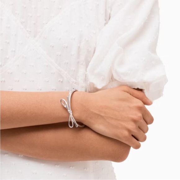 Kate Spade Skinny Mini Bow Bangle Bracelet - Silver - Picture 3 of 5